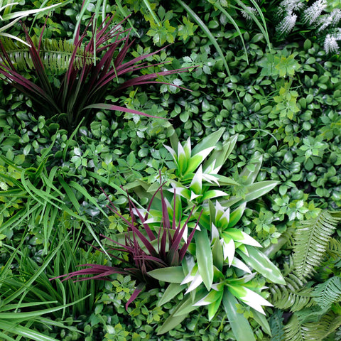 Close Up View Of The Foliage Of The Artificial Vista Green Recycled Vertical Garden Panel 1m x 1m UV Stabilised