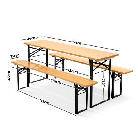 Artiss Wooden Outdoor Foldable Bench + Seat Set