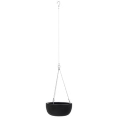 Balcony Lite 30cm Black Hanging Stone Bowl With 1.2m Stainless Wire