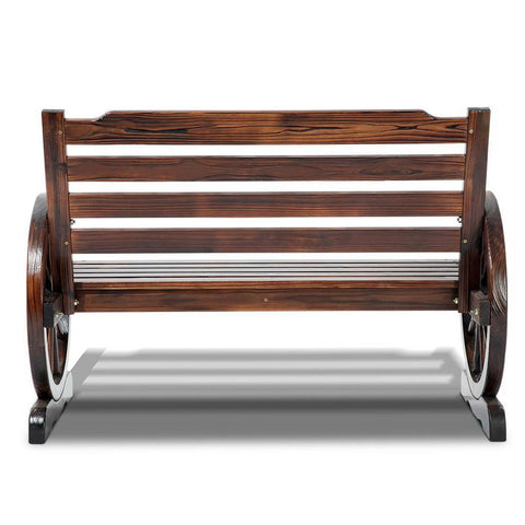 Gardeon 2 Person Wooden Wagon Wheel Bench Seat - Dark Grain