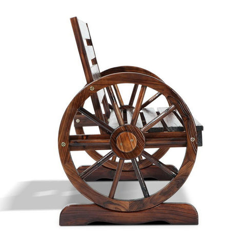 Gardeon 2 Person Wooden Wagon Wheel Bench Seat - Dark Grain