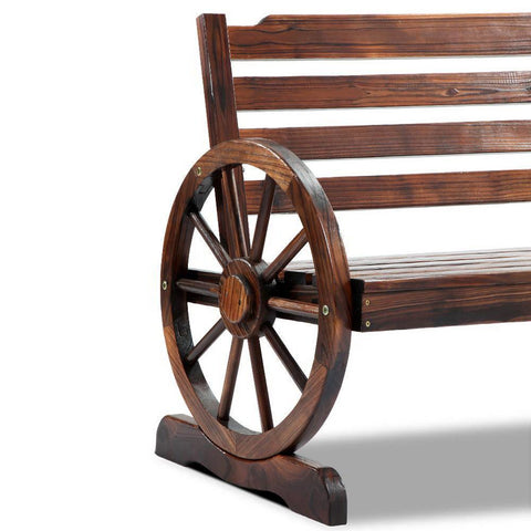 Gardeon 2 Person Wooden Wagon Wheel Bench Seat - Dark Grain