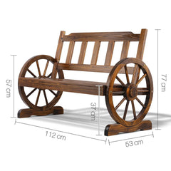 Gardeon 2 Person Wooden Wagon Wheel Bench Seat - Natural Grain