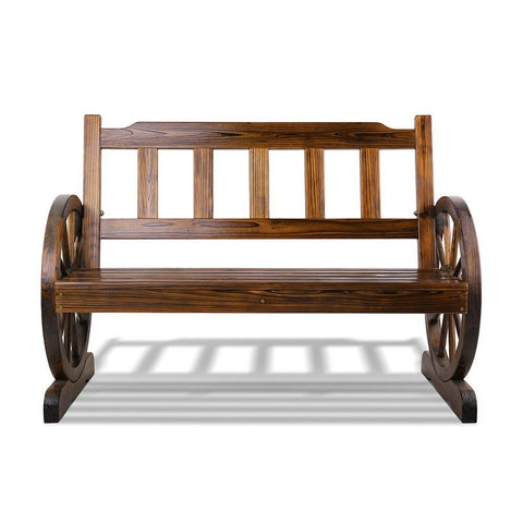 Gardeon 2 Person Wooden Wagon Wheel Bench Seat - Natural Grain