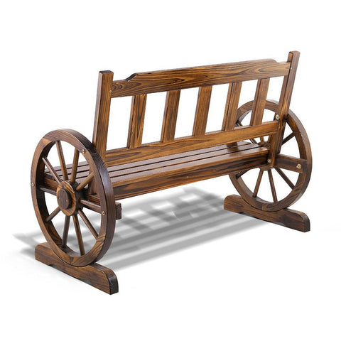 Gardeon 2 Person Wooden Wagon Wheel Bench Seat - Natural Grain