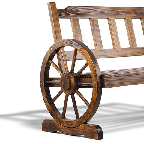 Gardeon 2 Person Wooden Wagon Wheel Bench Seat - Natural Grain