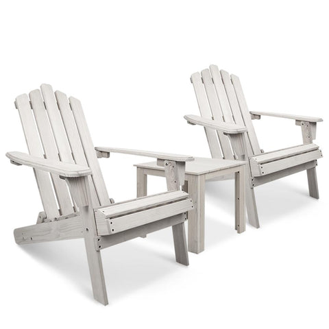 Gardeon 3pc Adirondack Outdoor Beach Chairs + Table Set
