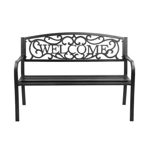 Gardeon Cast Iron Welcome Garden Bench Seat - Black