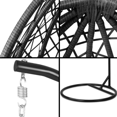 Gardeon Outdoor Hanging Egg Chair Swing - Black
