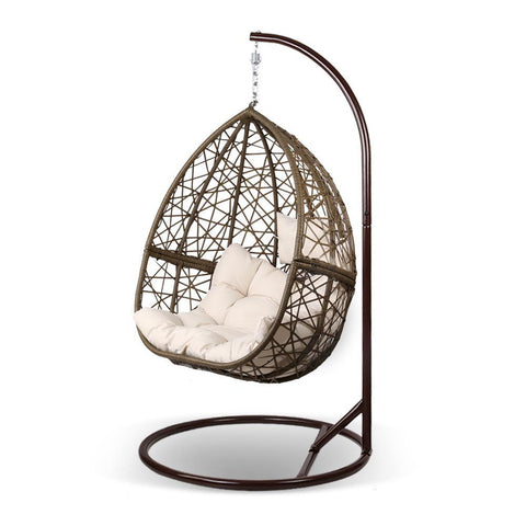 Gardeon Outdoor Hanging Egg Chair Swing - Brown