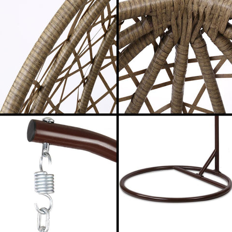 Gardeon Outdoor Hanging Egg Chair Swing - Brown