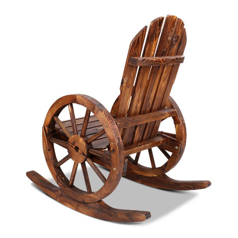 Gardeon Outdoor Wagon Wheel Rocking Chair - Brown