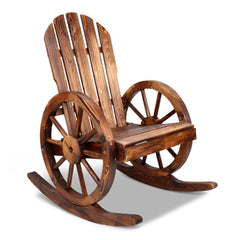 Gardeon Outdoor Wagon Wheel Rocking Chair - Brown
