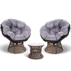 Gardeon Papasan Wicker Chair and Side Table Set