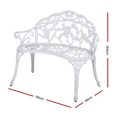 Gardeon Victorian Outdoor Garden Bench Seat – White
