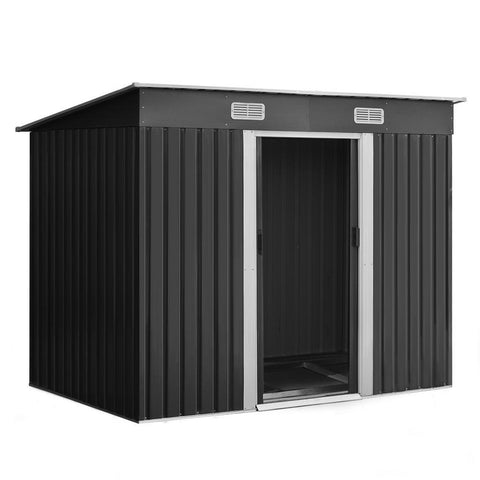 Giantz 2.35 x 1.31m Steel Base Garden Shed - Grey