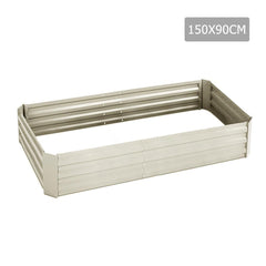 Green Fingers 150 x 90cm Galvanised Steel Garden Bed - Cream
