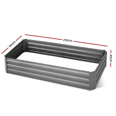 Green Fingers 210cm x 90cm Raised Garden Bed Set of 2 - Charcoal