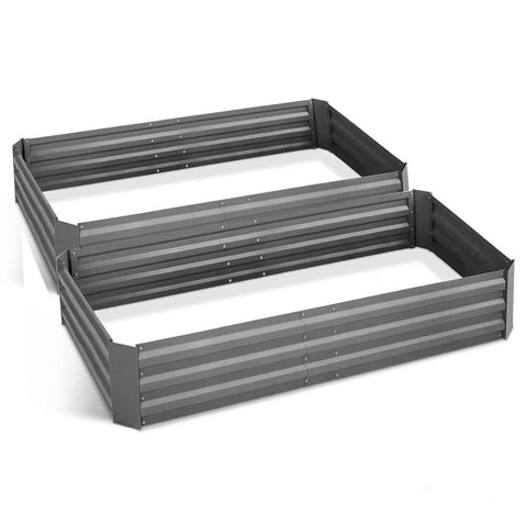 Green Fingers 210cm x 90cm Raised Garden Bed Set of 2 - Charcoal