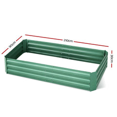 Green Fingers 210cm x 90cm Raised Garden Bed Set of 2 - Green