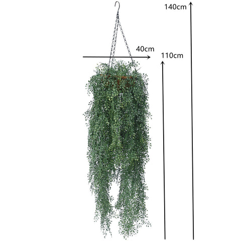 Hanging Basket With Artificial String Of Pearls - UV Stabilised 110cm