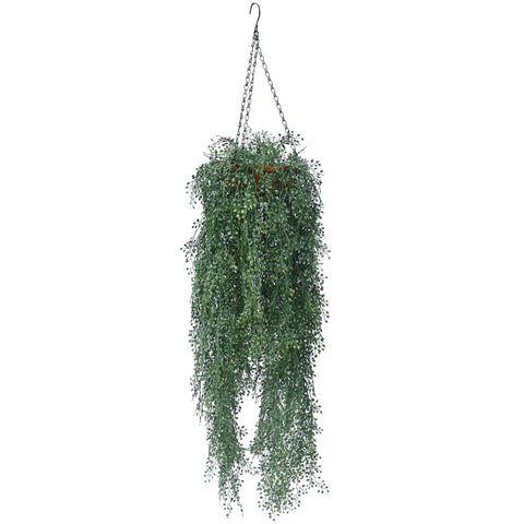 Hanging Basket With Artificial String Of Pearls - UV Stabilised 110cm