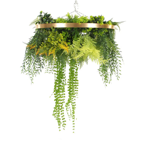 Hanging Gold Disc With Artificial UV Stabilised Foliage 40cm