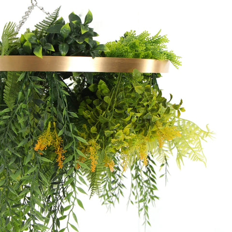 Hanging Gold Disc With Artificial UV Stabilised Foliage 40cm
