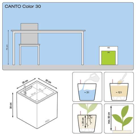 Lechuza Canto Cube 30 Self Watering Pot - 30cm