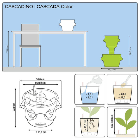 Lechuza Cascade + Cascadino 66cm Self Watering Grow Tower