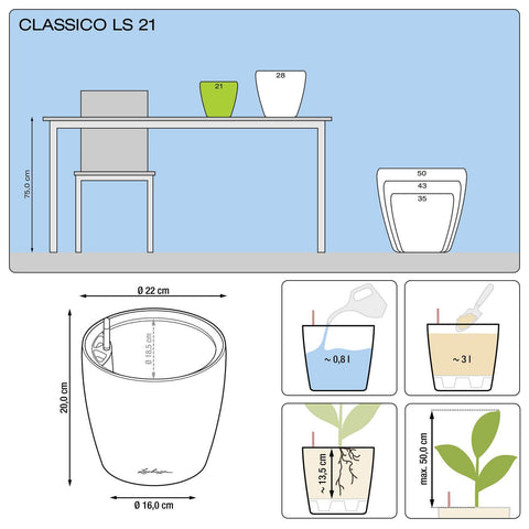 Lechuza Classico LS 21 Self Watering Pot - 21cm