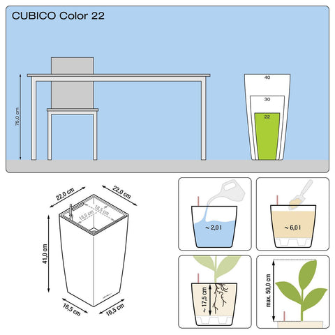 Lechuza Cubico 22 Self Watering Pot - 22cm
