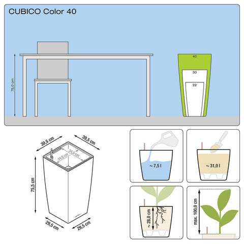 Lechuza Cubico 40 Self Watering Pot - 40cm