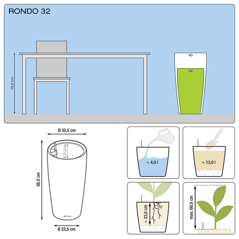 Lechuza Rondo 32 Self Watering Pot - 32cm
