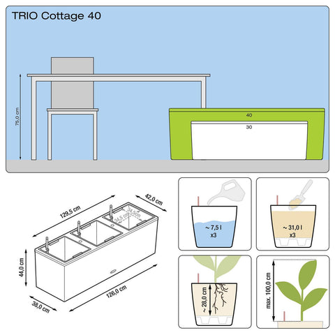Lechuza Trio 40 Cottage Self Watering Trough